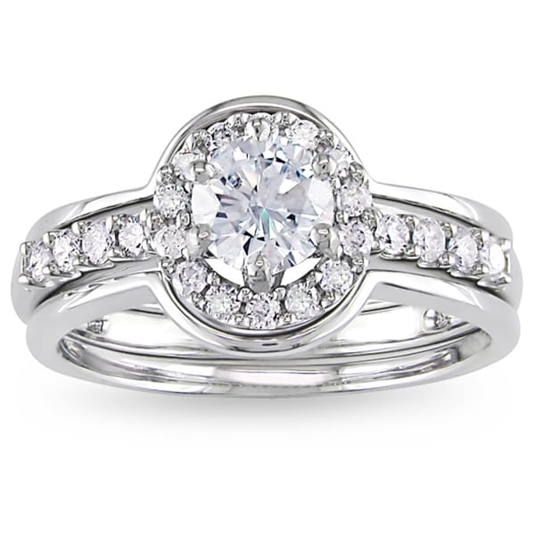 Divina 10k White Gold 1 3/8ct TDW 3-piece Diamond Bridal ...