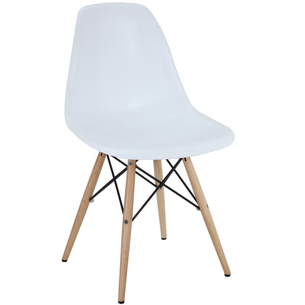 Shop White Plastic Dining Chair with Wooden Base - Free ...