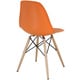 preview thumbnail 3 of 1, Orange Plastic Dining Chair with Wooden Base