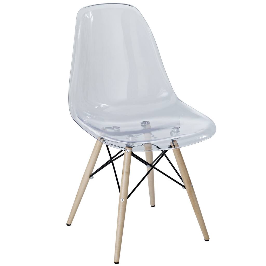 Clear Plastic Dining Chair with Wooden Base