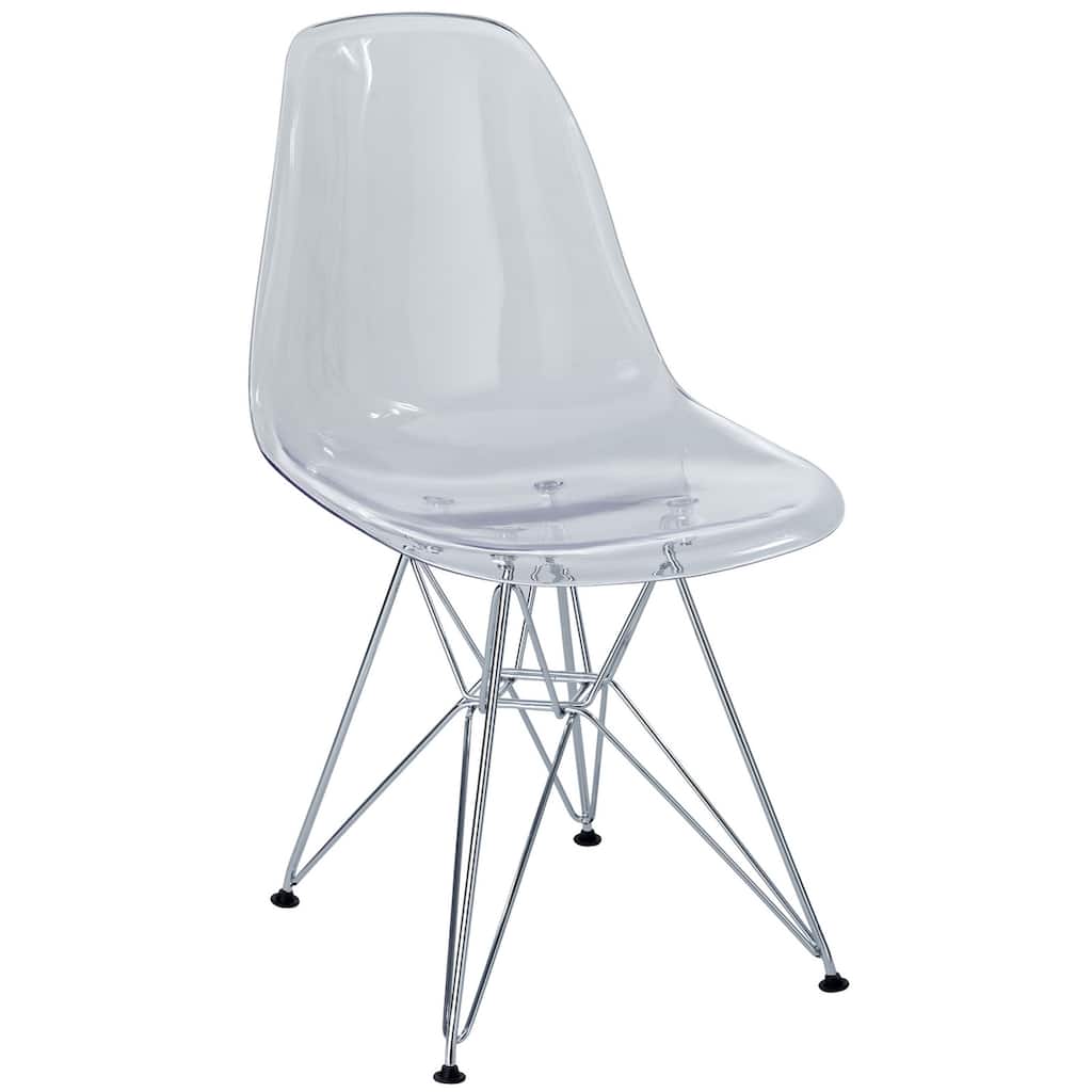 Clear Plastic Dining Chair with Wire Base