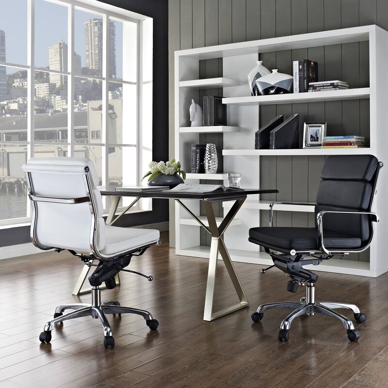 City Mid-Back White Vinyl Conference Office Chair