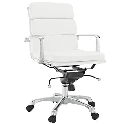 City Mid-Back White Vinyl Conference Office Chair