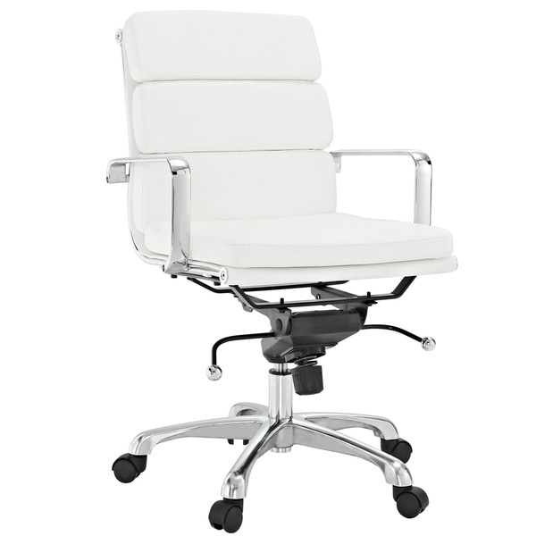 City Mid-Back White Vinyl Conference Office Chair