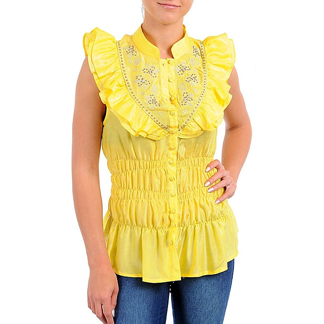 women's plus yellow top