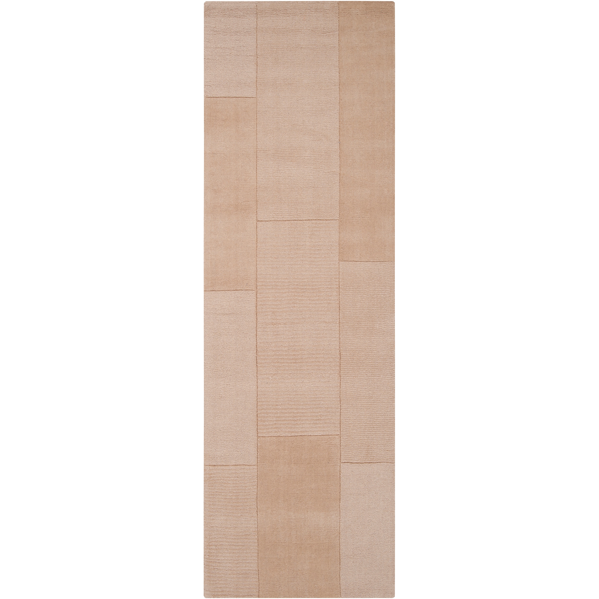 Hand crafted Solid Casual Beige Brickett Wool Rug (26 X 8)