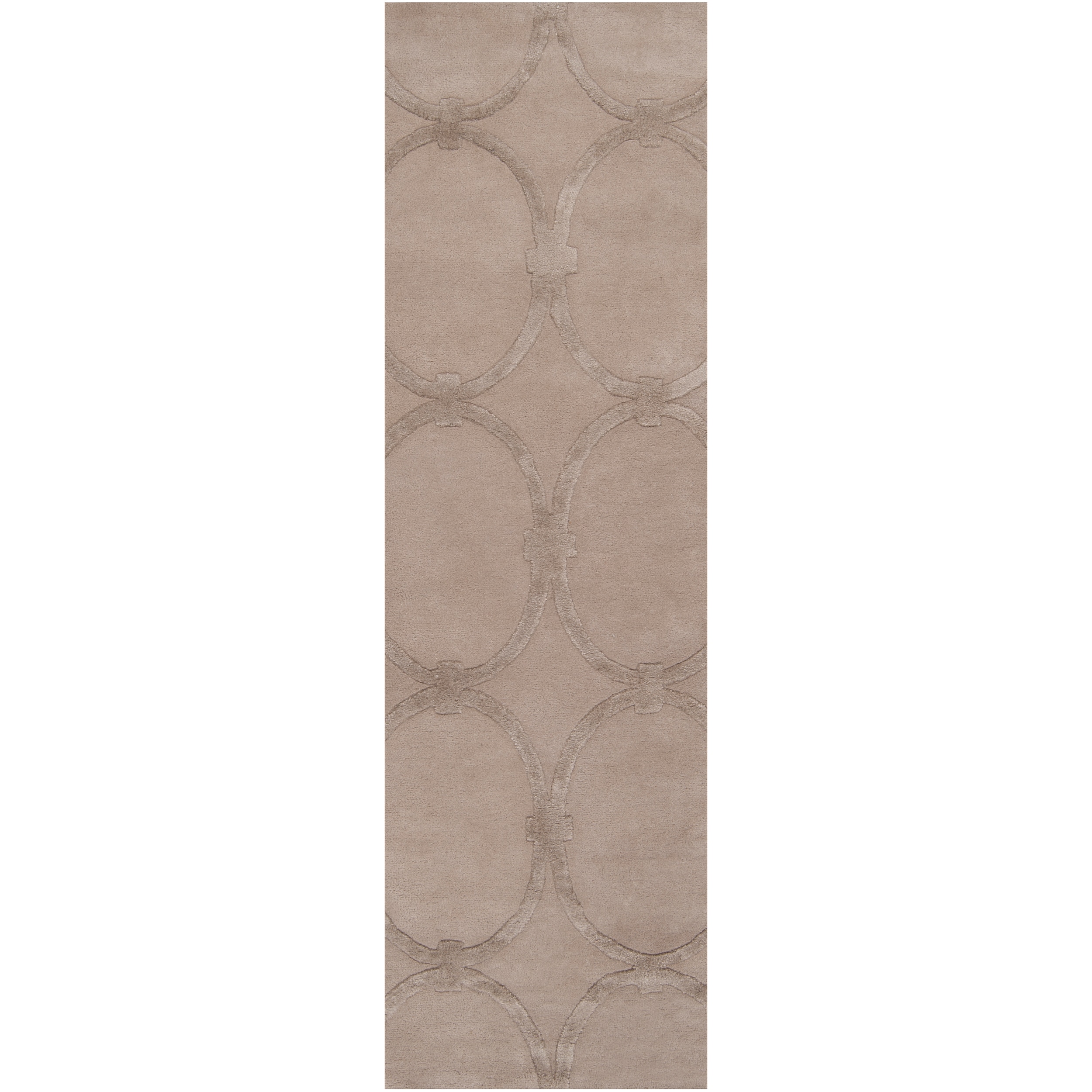 Candice Olson Hand tufted Tan Cane Trellis Pattern Wool Rug (26 X 8)