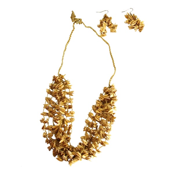Shop Handmade Neutral Melon Seed Necklace and Earring Set (Colombia
