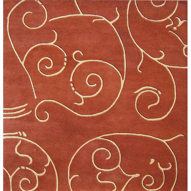 Alliyah Handmade Rust New Zealand Blend Wool Rug - 6' x 6'