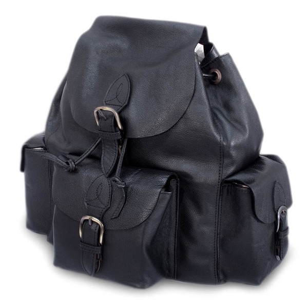 Shop Handmade Leather 'Black Deluxe' Backpack (Mexico) On Sale Free