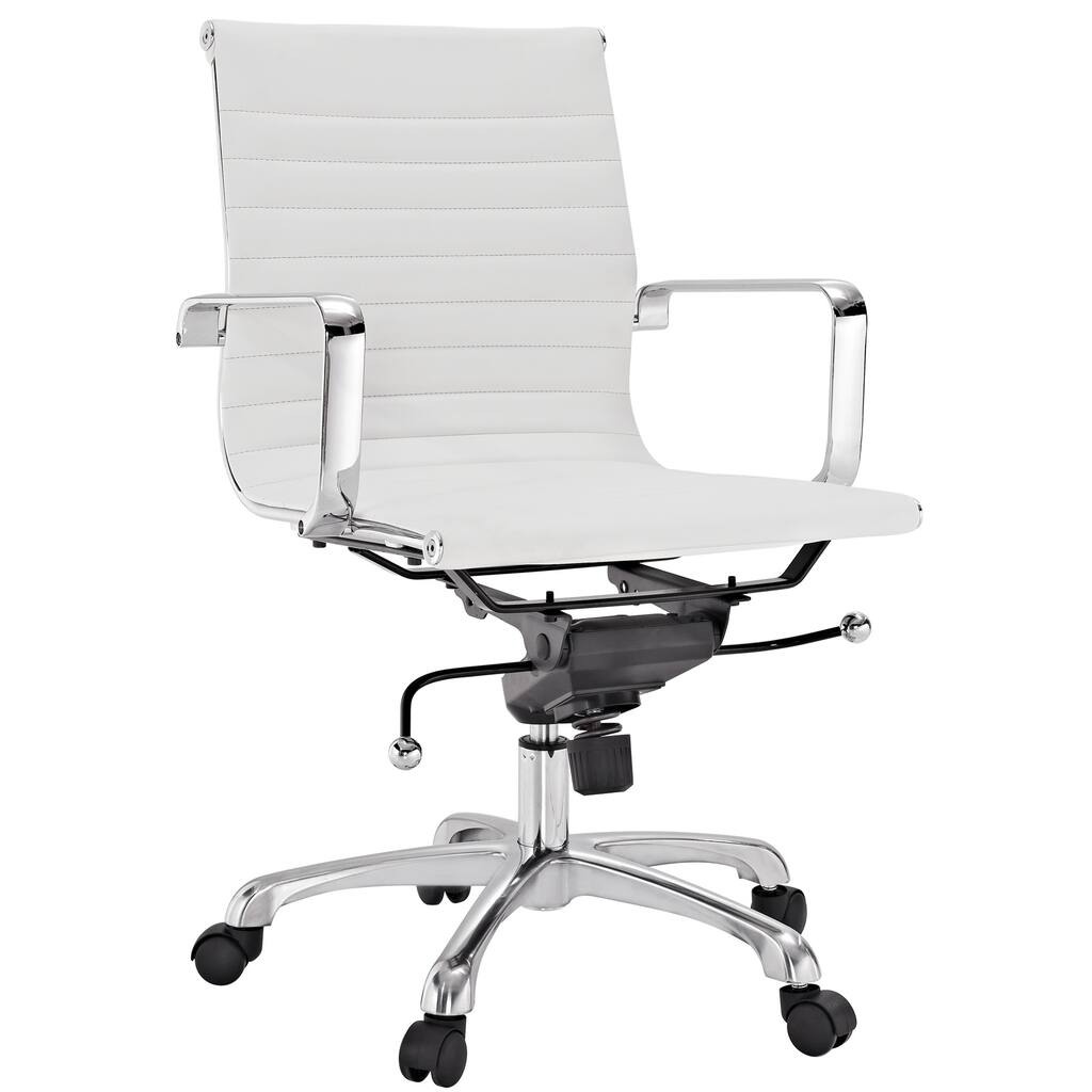 Malibu Mid-back White Vinyl Office Chair