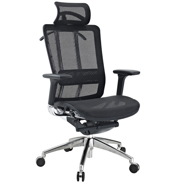 Future Black Leather and Mesh Office Chair with Headrest ...