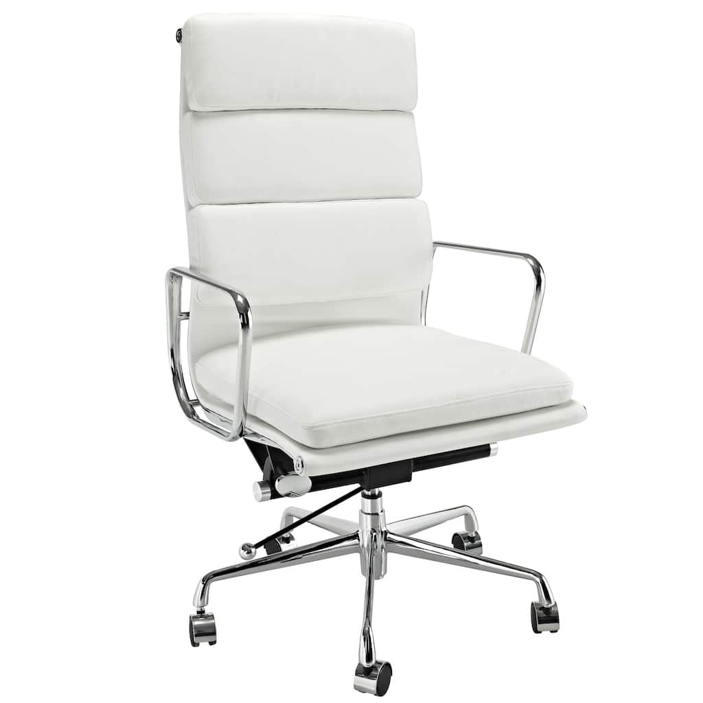 High Back White Leather Executive Office Chair