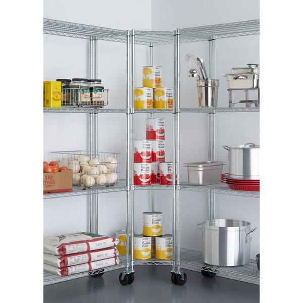 Shop TRINITY EcoStorage 4-tier Chrome Wire Wheeled Corner Shelving Rack ...