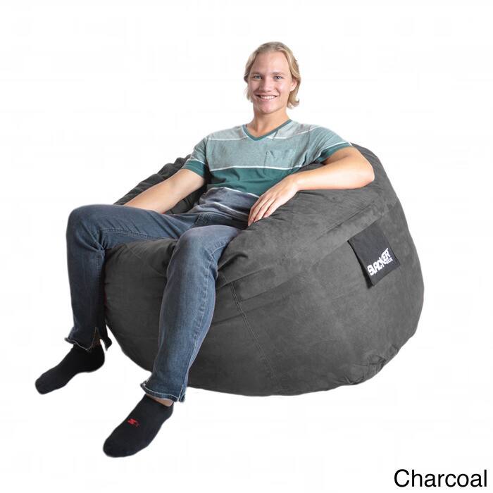 Slacker Sack Round Microfiber and Foam Bean Bag (4' round) - Charcoal Grey