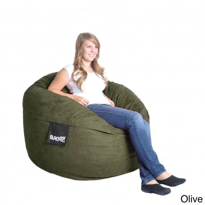 Slacker Sack Round Microfiber and Foam Bean Bag (4' round) - Olive Green