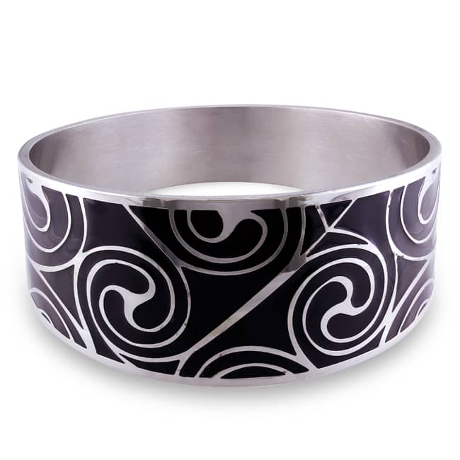 Miadora Stainless Steel Colored Epoxy Bangle Bracelet