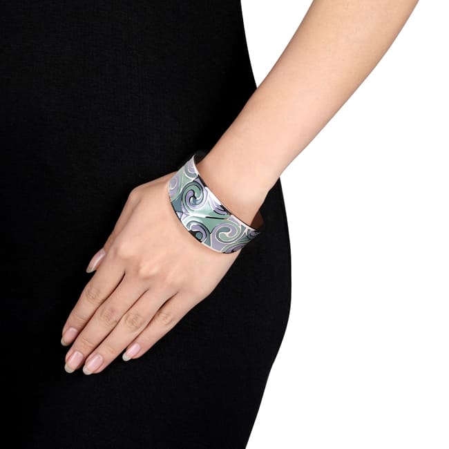 Miadora Stainless Steel Colored Epoxy Bangle Bracelet