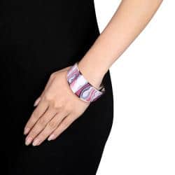 Miadora Stainless Steel Colored Epoxy Bangle Bracelet
