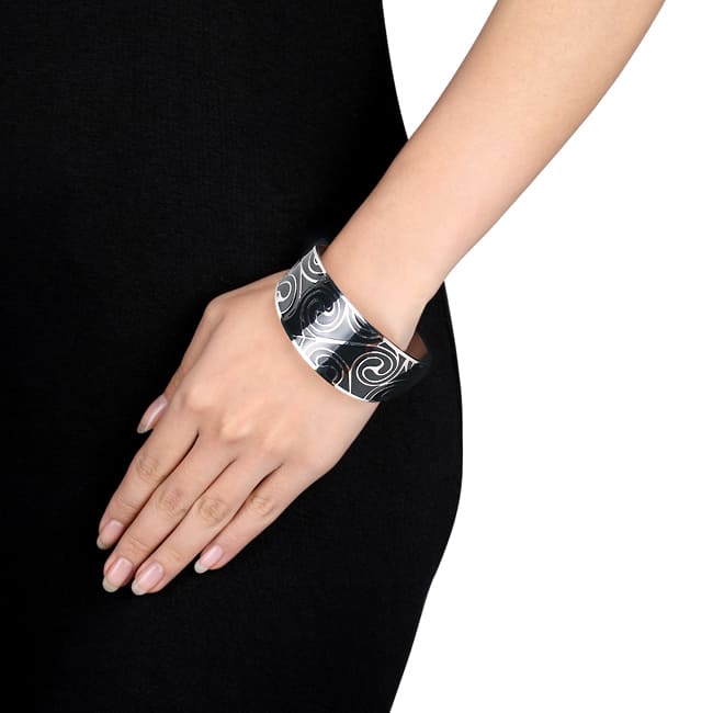 Miadora Stainless Steel Colored Epoxy Bangle Bracelet