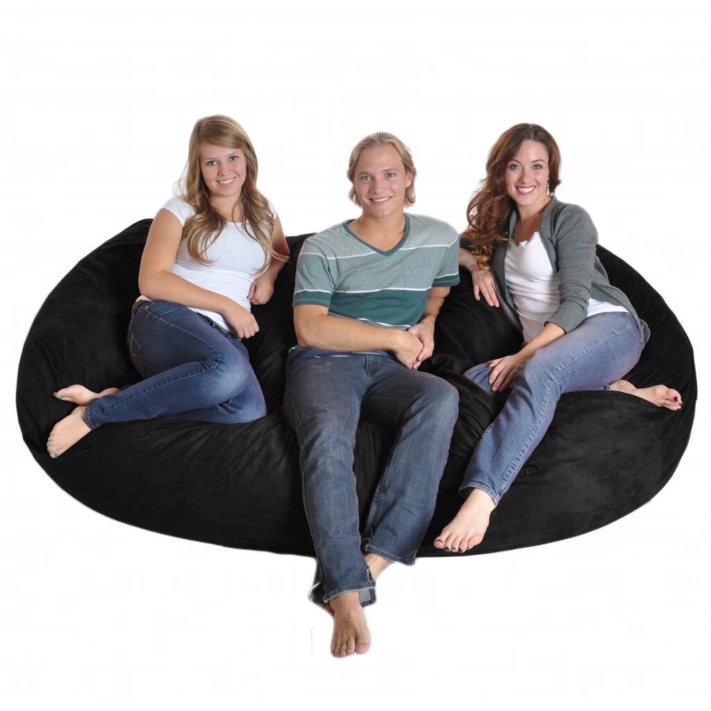 Black Microfiber and Memory Foam Bean Bag Chair (8' Oval)