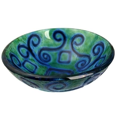 Aqua Blue Glass Vessel Bowl Sink