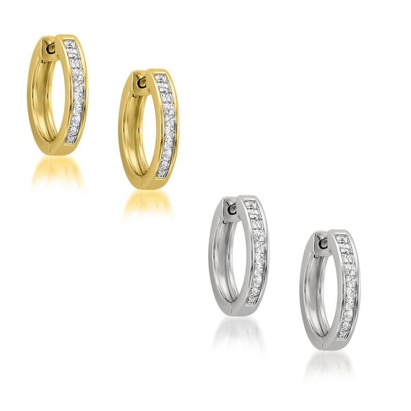 Montebello 14k Gold 1 2ct Tdw Princess Cut Diamond Hoop Montebello 14k Gold 1 2ct Tdw Princess Cut Diamond Hoop Earrings