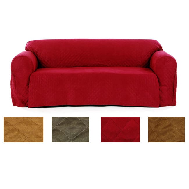 Quilted Micro Suede Sofa Slipcover