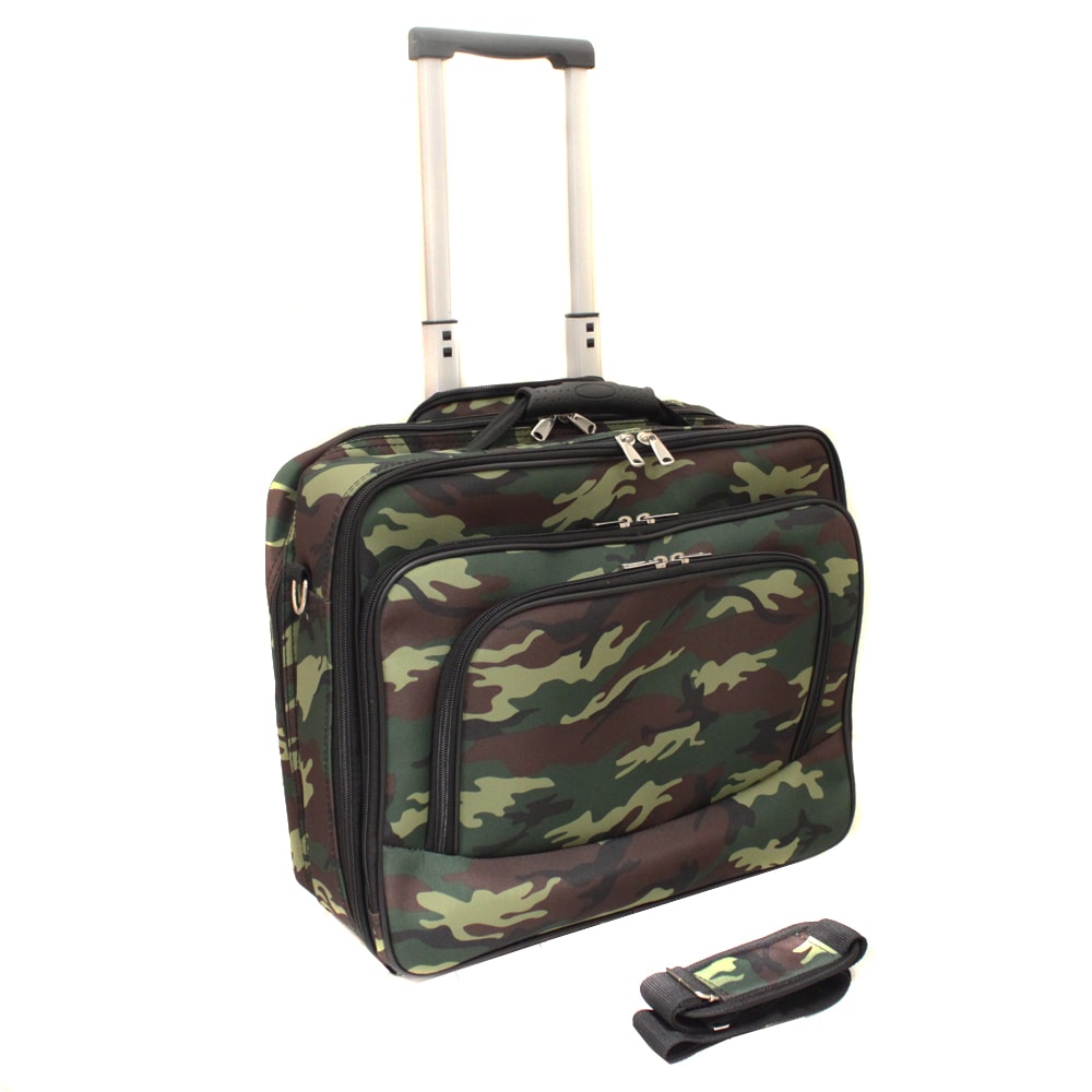 World Traveler Camouflage Rolling 17 inch Laptop Case (Green camouflage patternComputer Sleeve Size Fits most 17 inch laptopsPadding YesPockets 2Dual gusset designSpacious top zip fully padded main compartmentVelcro staps to properly secure laptops in 