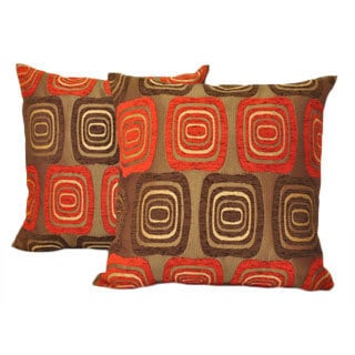 Sherry Kline 18 Inch Retro Red Brown Pillows Set Of 2 Sherry Kline 18 Inch Retro Red Brown