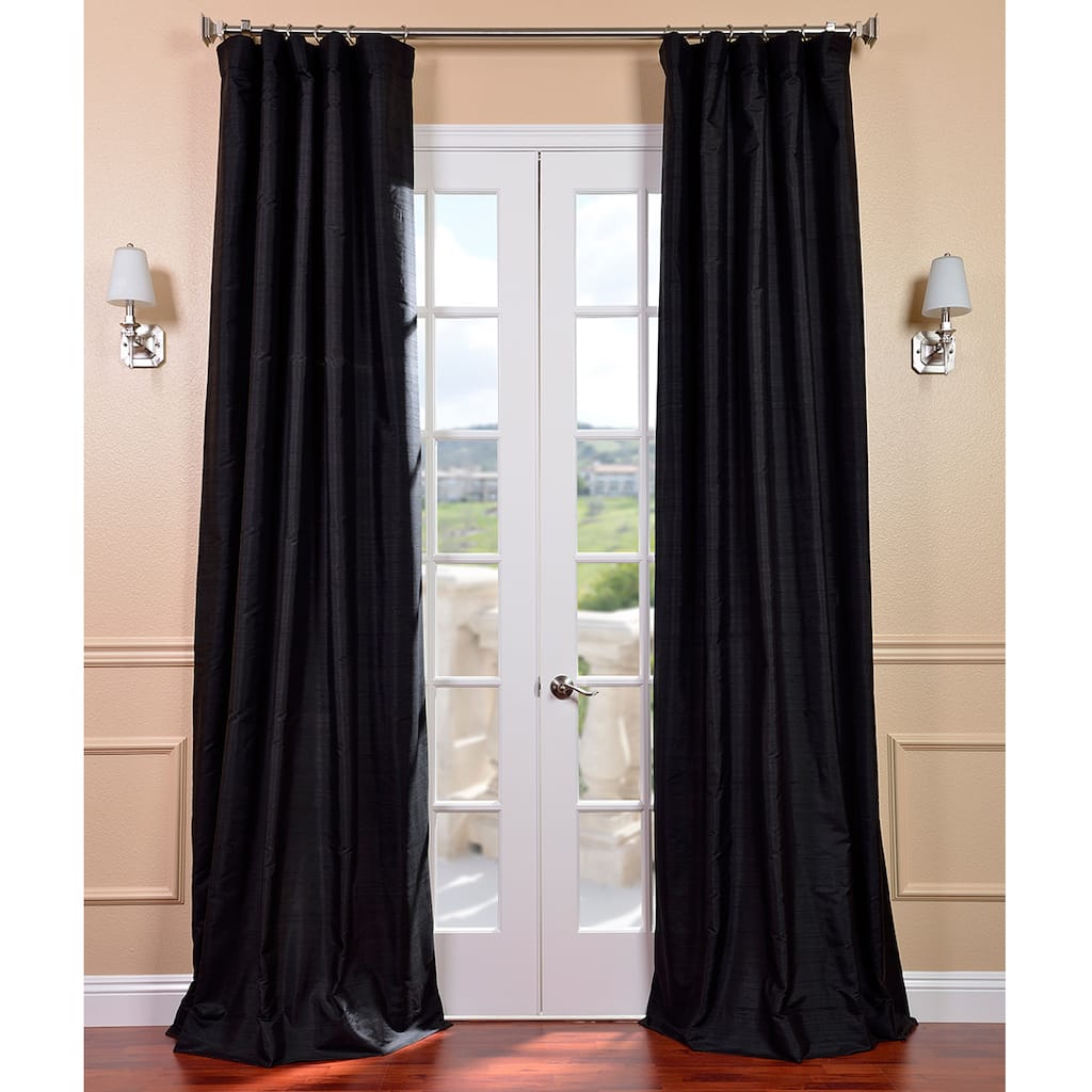 Exclusive Fabrics Black Dupioni Silk Curtain (1 Panel)