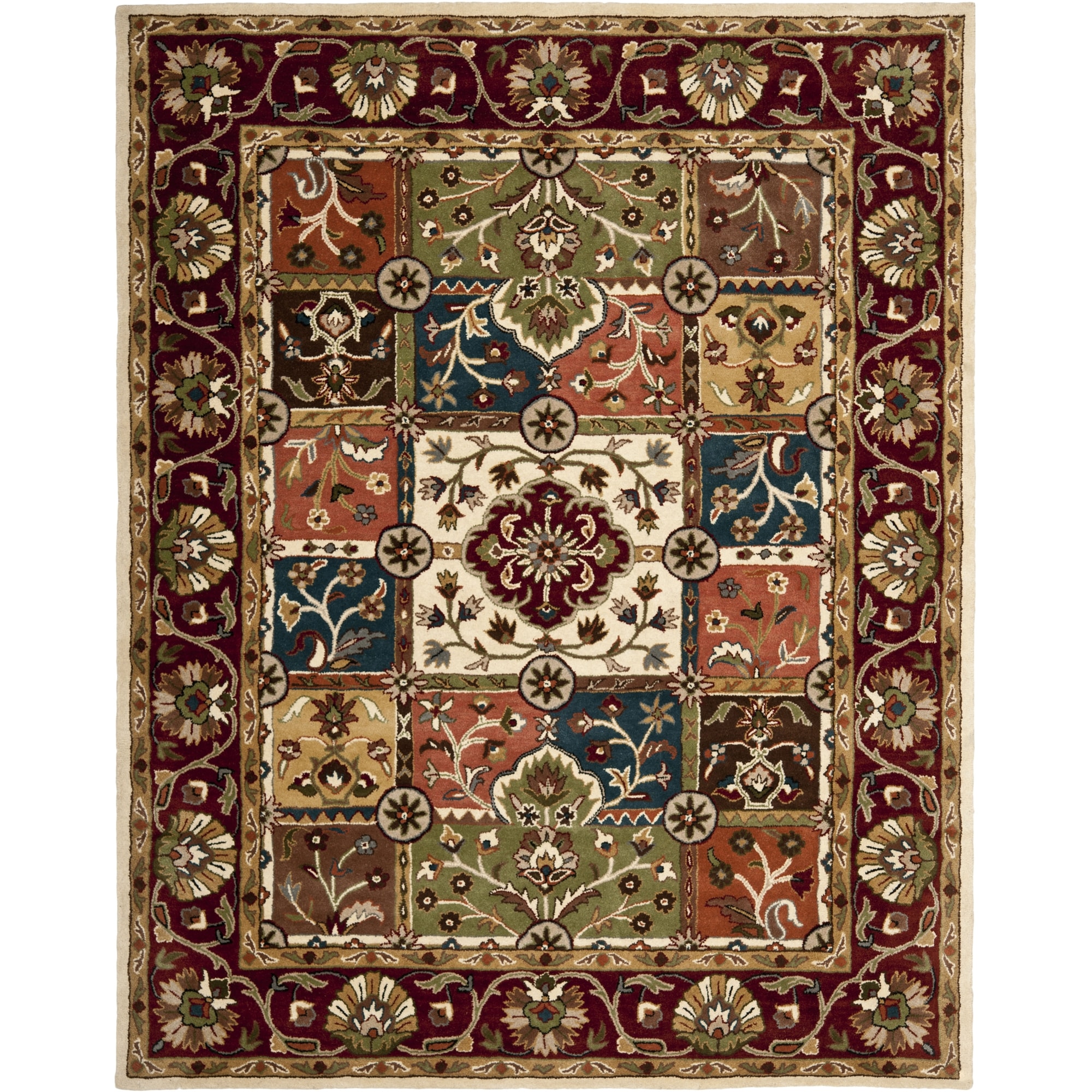 Handmade Heritage Panels Multi/ Red Wool Rug (4 X 6)