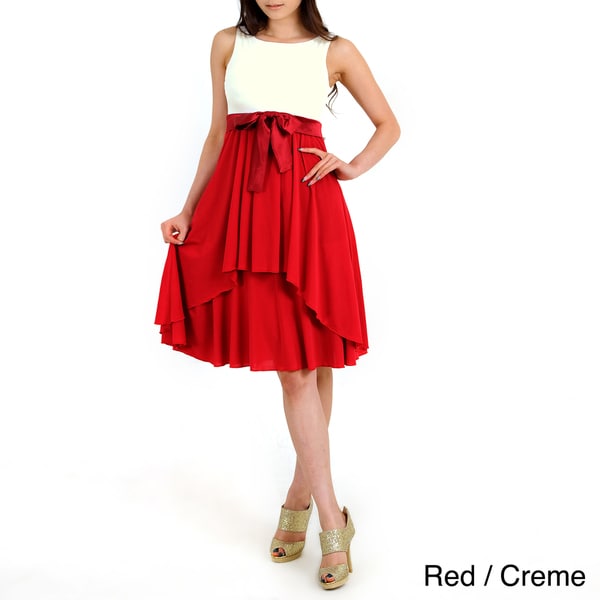 Evanese Women's Cute Two Tone Pleated Dress