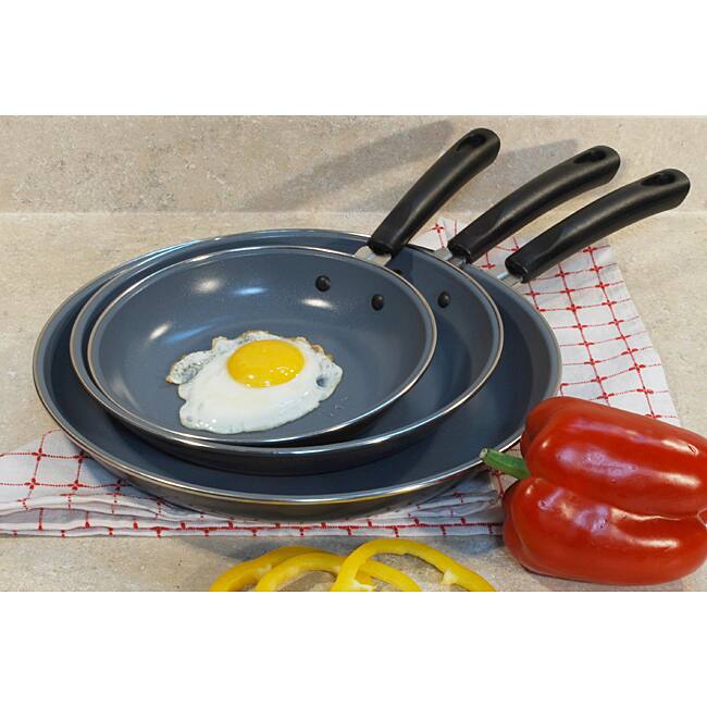 Professional Carbon Steel 3-piece Frypan Set with Ceramic Nonstick Coating