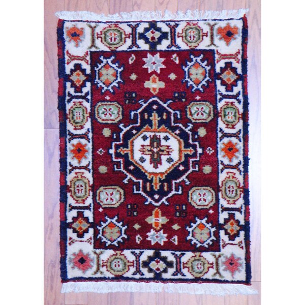 Handmade Kazak Wool Rug (India) - 2' x 3'. Opens flyout.