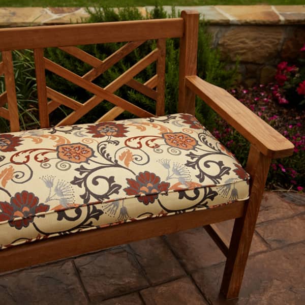 Sorra Home Clara Beige/ Rust/ Grey Indoor/outdoor Sunbrella Fabric Bench Cushion