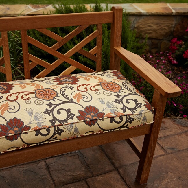 Shop Clara Beige Rust Grey Indoor Outdoor Sunbrella Fabric Bench