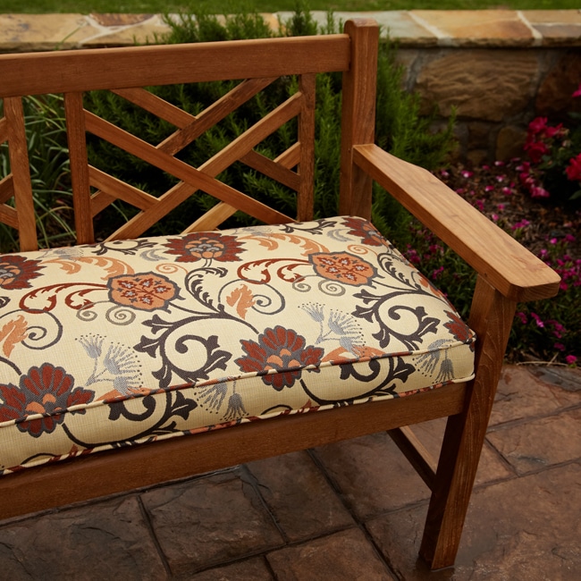 Clara Grey/ Rust Indoor/outdoor 60-inch Sunbrella? Fabric Bench Cushion ...