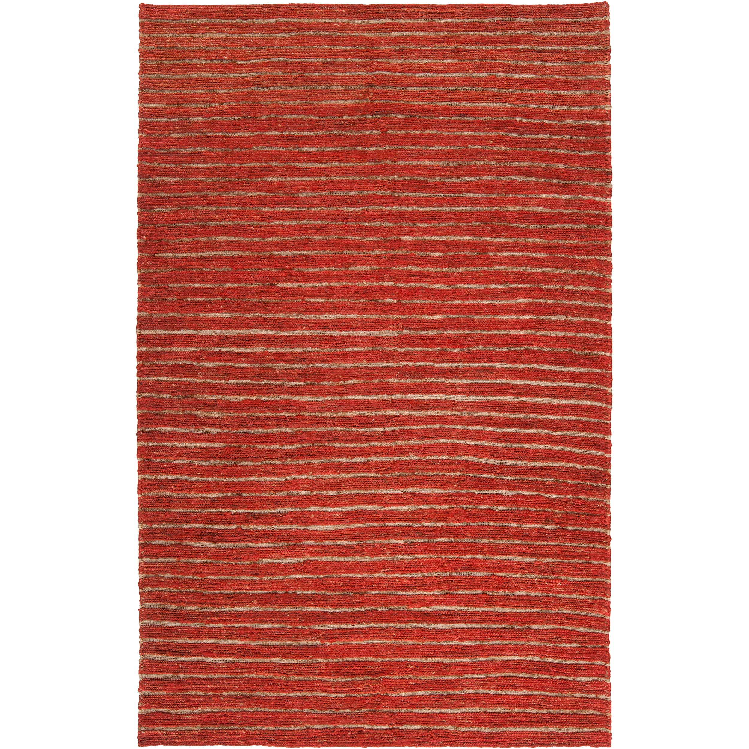 Transitional Handwoven Red Doctate Natural fiber Hemp Rug (5 X 8)