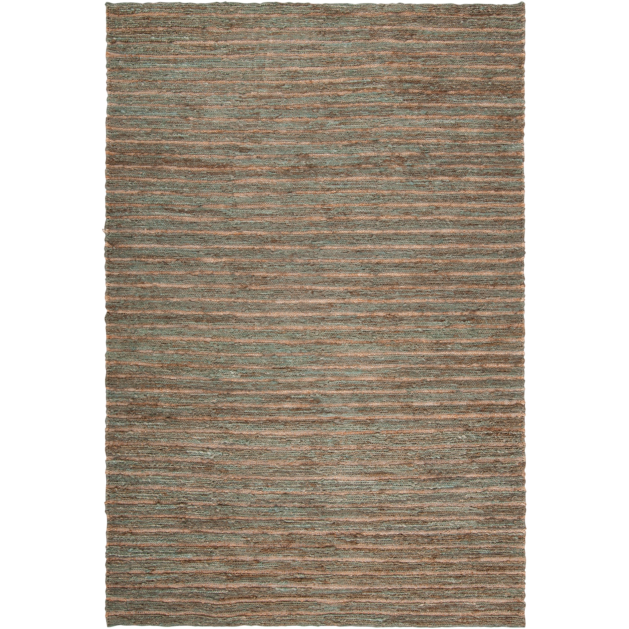 Handwoven Green Doctate Natural fiber Hemp Abstract Rug (5 X 8)