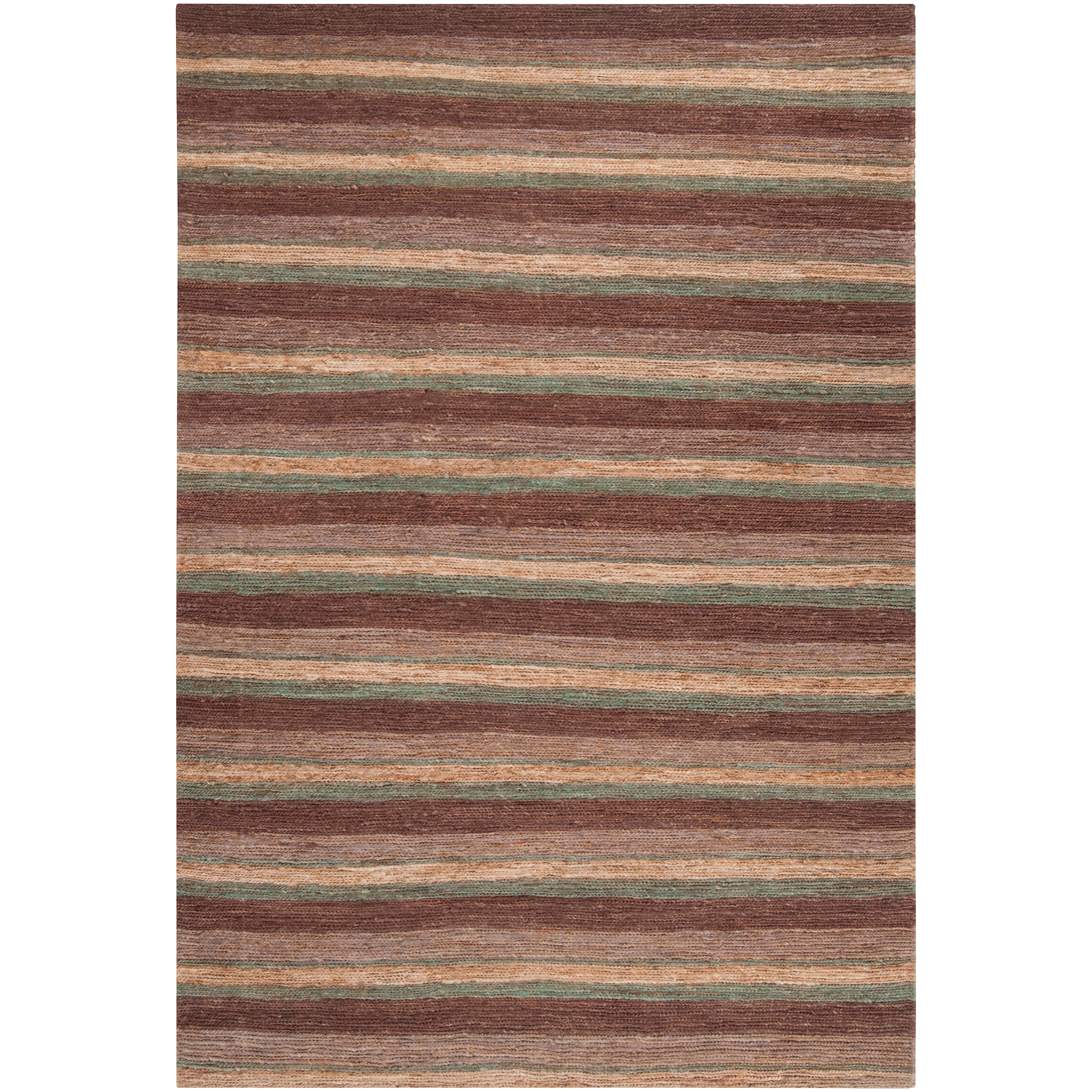 Handwoven Brown Doctate Natural Fiber Hemp Abstract Rug (5 X 8)