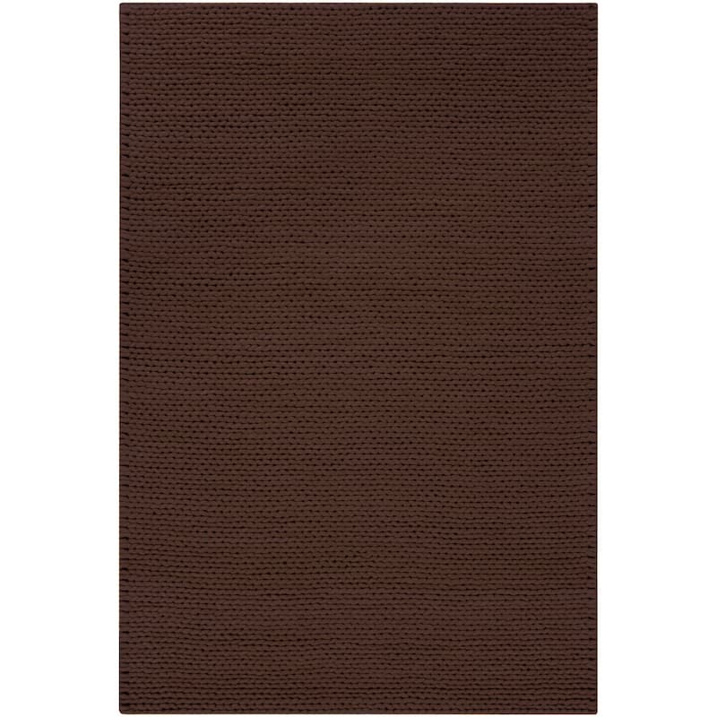 Hand-woven Brown Farron New Zealand Wool Soft Braided Texture Area Rug - 5' x 8'/Surplus - 5' x 8'/Surplus - Brunette