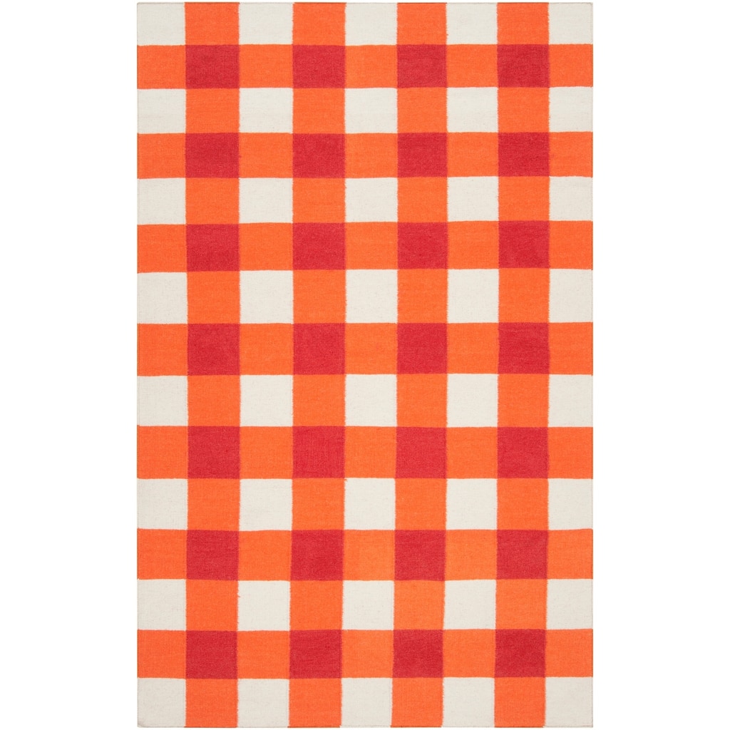 Hand-woven Orange High Kite Wool Area Rug - 8' x 11'