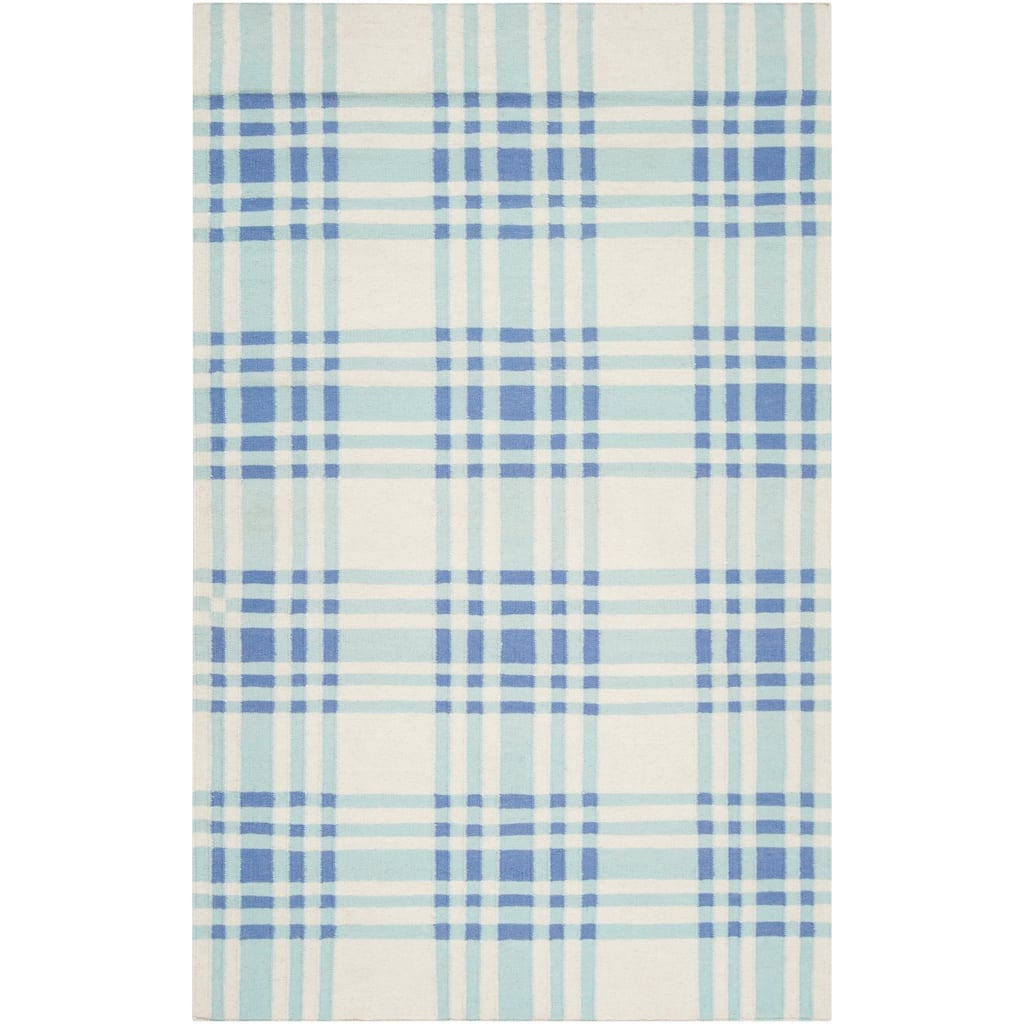 Hand-Woven Blue Transitional High Kite Wool Area Rug - 5' x 8'