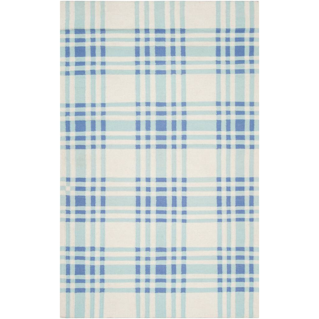 Hand-woven Blue High Kite Wool Area Rug - 8' x 11'