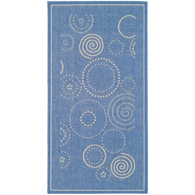 Poolside Blue/ Natural Indoor/ Outdoor Accent Rug (2 X 37)