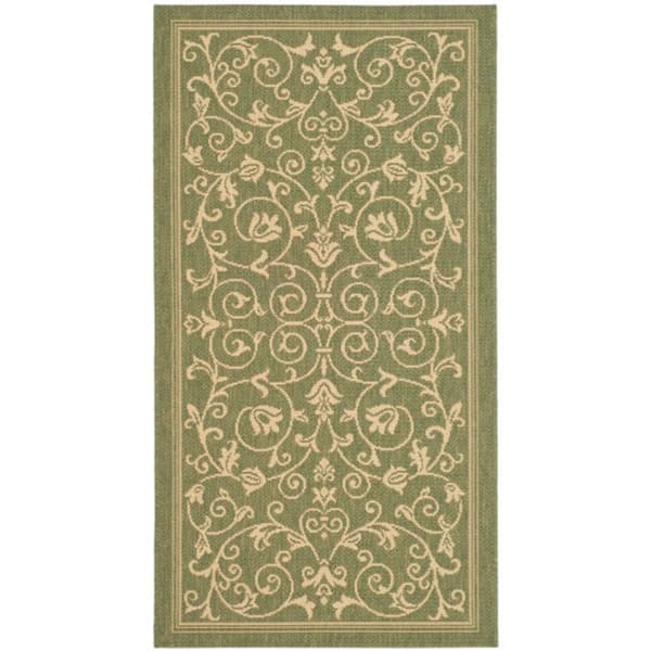 SAFAVIEH Courtyard Clarine Indoor/ Outdoor Waterproof Patio Backyard Rug - 2' x 3'7" - Olive/Natural
