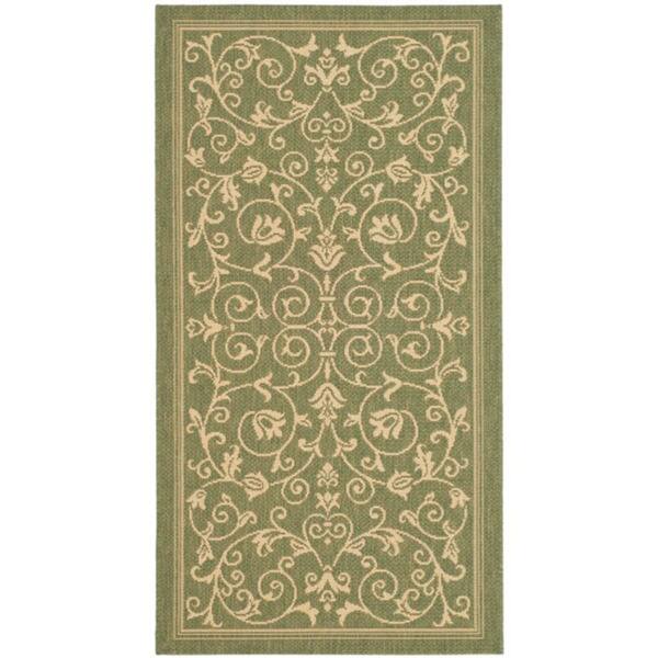 SAFAVIEH Courtyard Clarine Indoor/ Outdoor Waterproof Patio Backyard Rug - 2' x 3'7" - Olive/Natural