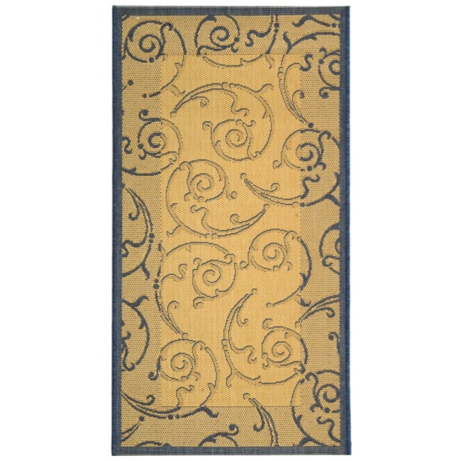 Poolside Natural/blue Contemporary Indoor/outdoor Rug (2 X 37)