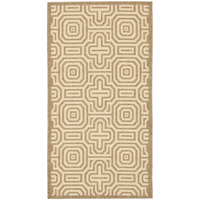 Poolside Brown/ Natural Bordered Indoor/ Outdoor Rug (2 X 37)